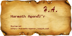 Harmath Agenór névjegykártya